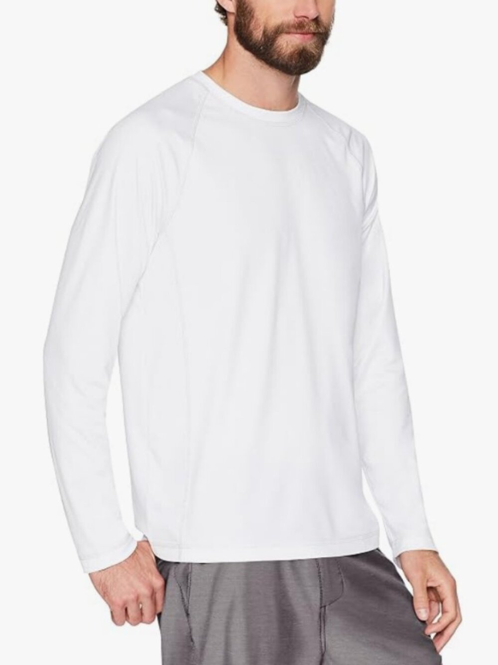 Amazon Essentials Men's L/S Quick-Dry UPF 50 Swim Tee, Medium, White, EUC
